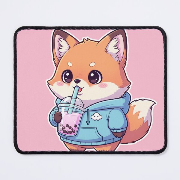 Item preview, Fox Bubble Tea Lover in Hoodie designed and sold by BYnomi.