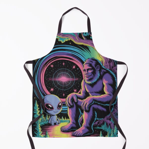 Aperçu de l'œuvre Affiche de la forêt psychédélique de Bigfoot avec lumière noire créée et vendue par CleverCulture.