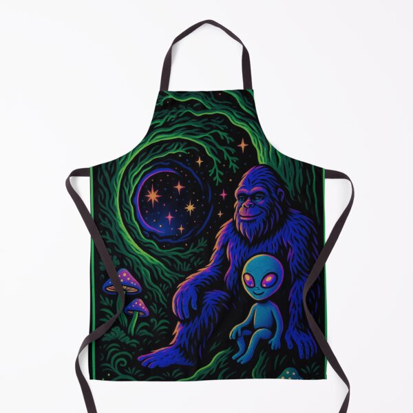 Aperçu de l'œuvre Affiche de la forêt psychédélique de Bigfoot avec lumière noire créée et vendue par CleverCulture.