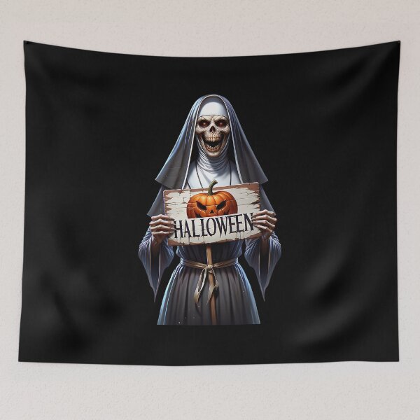 Item preview, Horror nun with Halloween sign designed and sold by ReneMM.