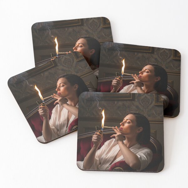 Item preview, Elegant Woman Lighting A Long Cigarette in Vintage Glamour Style. designed and sold by Spark2Seduction.