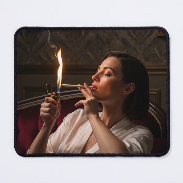 Item preview, Elegant Woman Lighting A Long Cigarette in Vintage Glamour Style. designed and sold by Spark2Seduction.