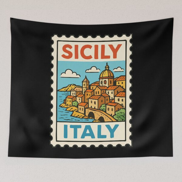 Item preview, Sicily Italy Retro Stamp Travel designed and sold by TomFrontierArt.