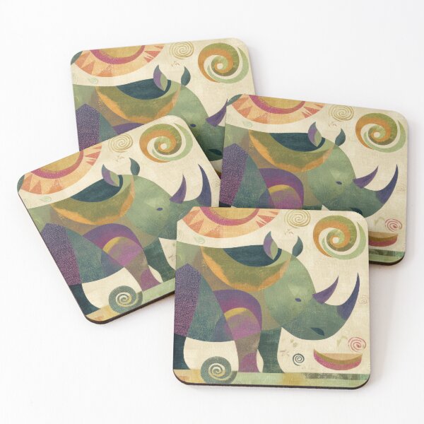 Item preview, Colorful Abstract Rhino – Modern Geometric Safari Art designed and sold by dawnleblanc55.