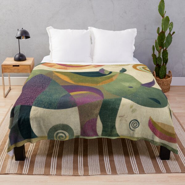 Item preview, Colorful Abstract Rhino – Modern Geometric Safari Art designed and sold by dawnleblanc55.