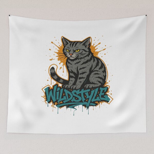 Item preview, “Wildstyle Graffiti Cat – Urban Street Art Feline Design” designed and sold by AtikumW.