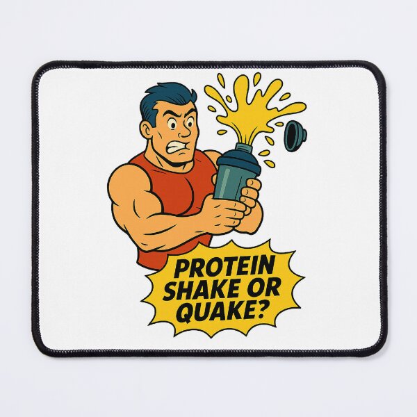 Item preview, Funny Gym Cartoon – Protein Shake or Quake designed and sold by DaDansArt.
