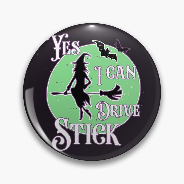 Item preview, Yes I Can Drive Stick – Funny Witch on Broom Halloween Design designed and sold by MeggieMakes.