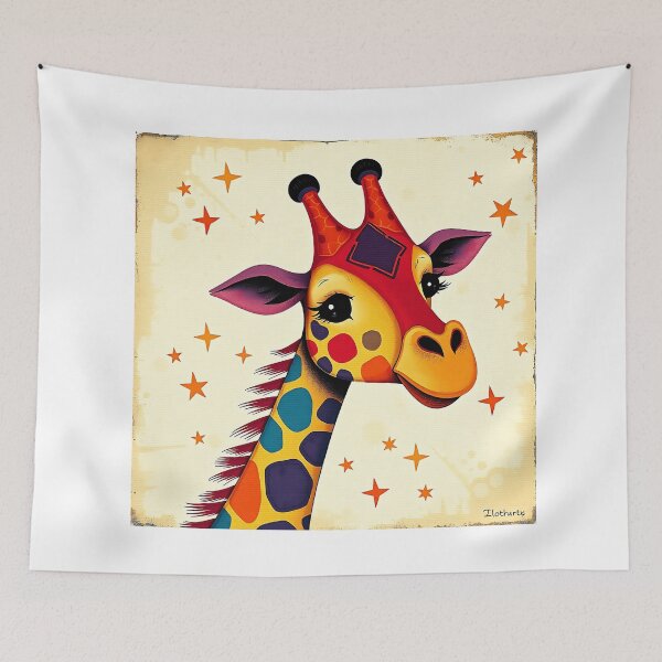 Item preview, Playful Folk Art Giraffe with Stars designed and sold by sharon1210.