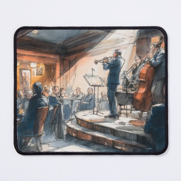 Item preview, Vintage Jazz Club Illustration – Pen and Ink with Watercolor Style designed and sold by dawnleblanc55.