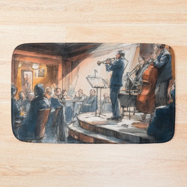 Item preview, Vintage Jazz Club Illustration – Pen and Ink with Watercolor Style designed and sold by dawnleblanc55.