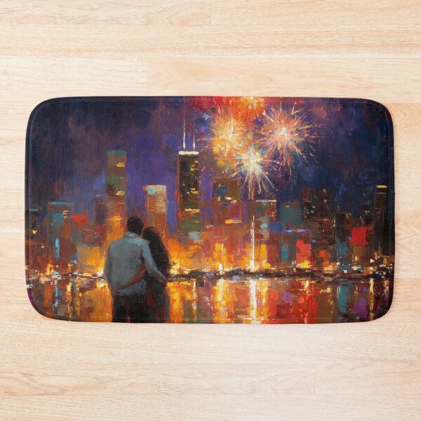 Item preview, Couple Watching Fireworks Over the City designed and sold by Rtymer.