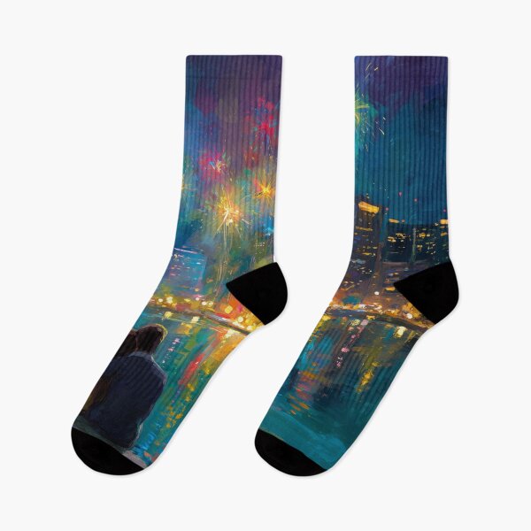Item preview, Couple Watching Fireworks Over the City designed and sold by Rtymer.