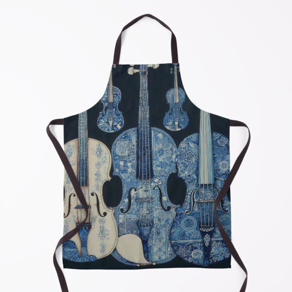 Item preview, Folk Art Violins and cellos – Blue and White Patterned Musical Instrument Design designed and sold by dawnleblanc55.