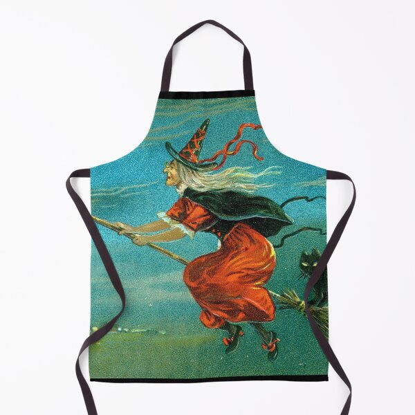 Item preview, Vintage Halloween Witch Flying on Broom with Black Cat 1908 Greetings designed and sold by forgottenbeauty.