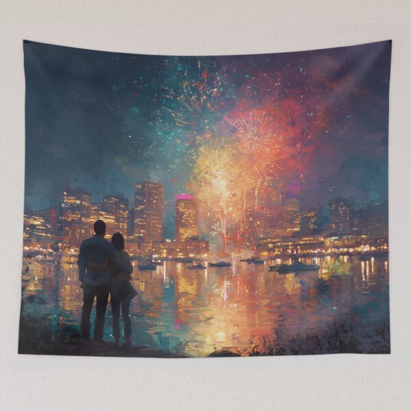 Item preview, Watching Fireworks Over the City designed and sold by Rtymer.
