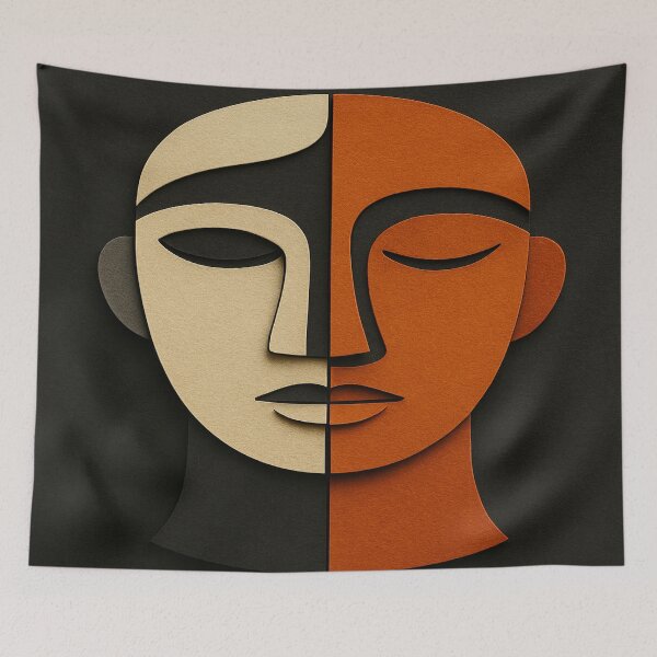 Item preview, Dual-Toned Abstract Paper Relief Face designed and sold by Alexzonartshop.
