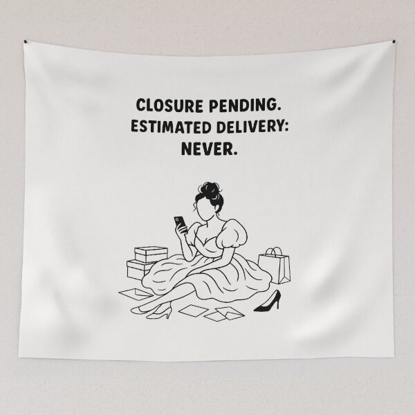 Item preview, Closure Pending Poster | Sarcastic Breakup Quote in Minimalist Line Art designed and sold by AptSEVENTY3.