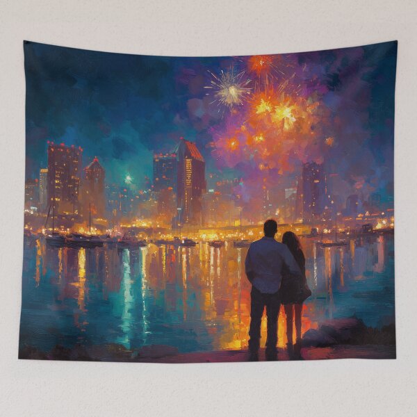 Item preview, Watching Fireworks Over the City designed and sold by Rtymer.