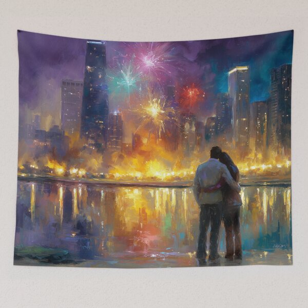 Item preview, Watching Fireworks Over the City designed and sold by Rtymer.