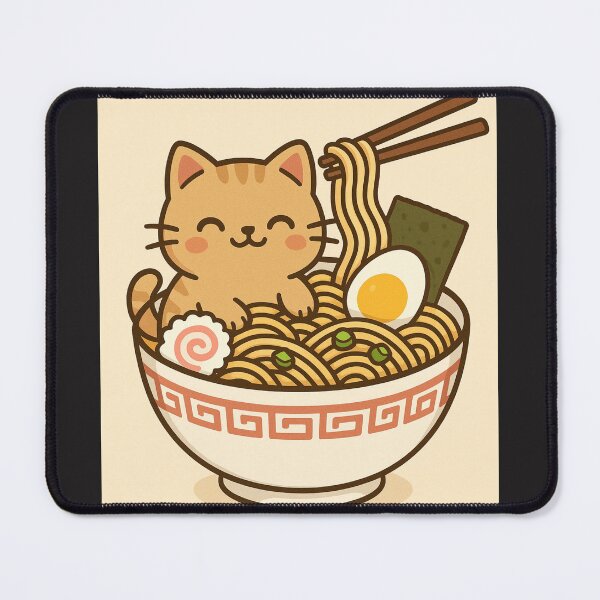 Item preview, Kawaii style kitten in a bowl of ramen noodles designed and sold by Kristylynn757.