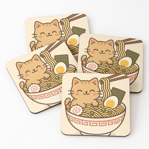 Item preview, Kawaii style kitten in a bowl of ramen noodles designed and sold by Kristylynn757.