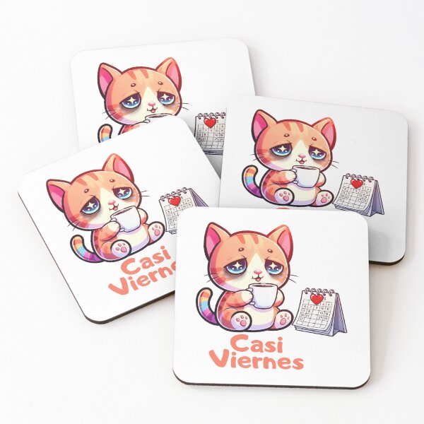 Item preview, Tired Cat, Coffee and Almost Friday Adorable Kawaii kitten very tired designed and sold by DibuHumor.