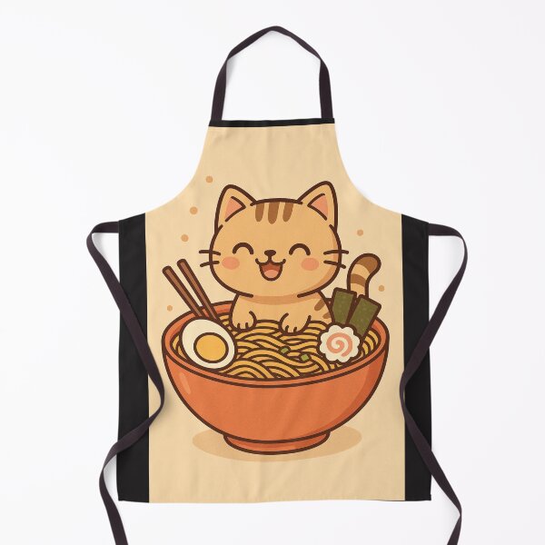 Item preview, smiling kawaii cat in a bowl of ramen designed and sold by Kristylynn757.