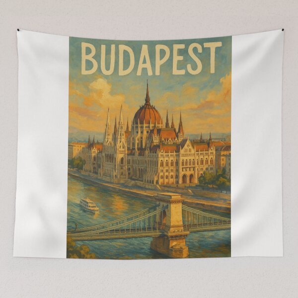 Item preview, Budapest Parliament and Chain Bridge at Sunset designed and sold by Places On Earth.