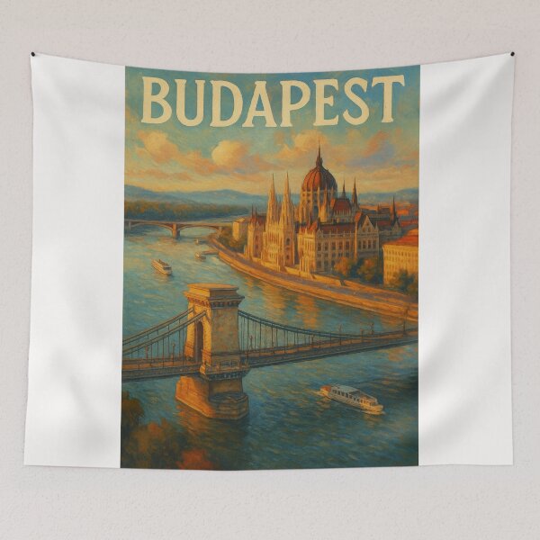 Item preview, Budapest Skyline with Chain Bridge and Parliament designed and sold by Places On Earth.