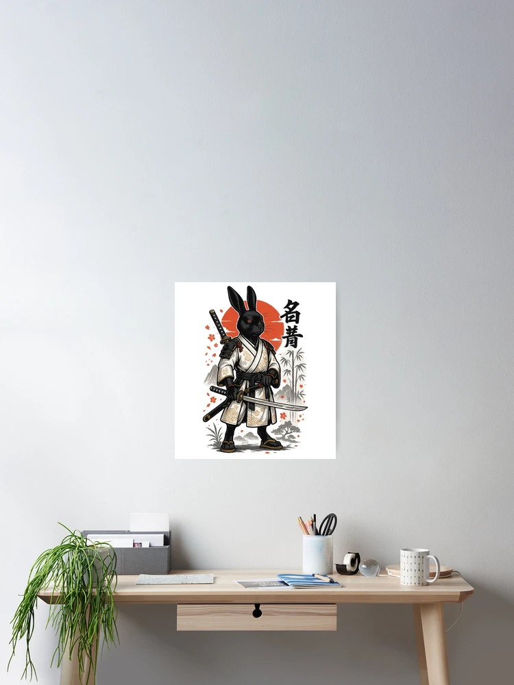 Thumbnail 2 of 3, Poster, Samurai Warrior Rabbit designed and sold by Ahau Designs.