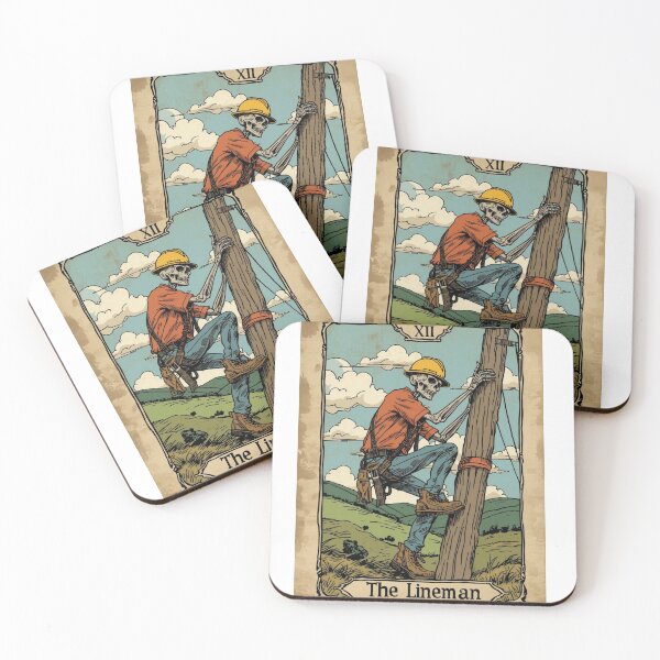 Item preview, The Lineman – Skeleton Tarot Card Blue Collar Design designed and sold by DesignsbyVelvet.