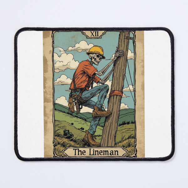 Item preview, The Lineman – Skeleton Tarot Card Blue Collar Design designed and sold by DesignsbyVelvet.