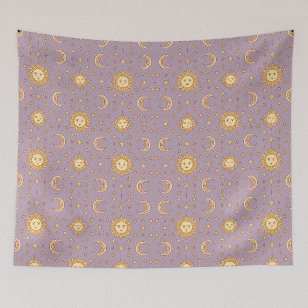 Item preview, Purple Celestial Sky – Seamless Boho Sun & Moon Print designed and sold by Vibe Check Central.