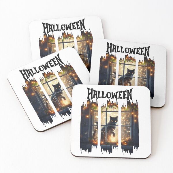 Item preview, Mystical Black Cat Halloween Window Scene designed and sold by MoodsDesigns.