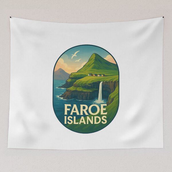 Item preview,  Gásadalur Village View Faroe Islands Cliffs designed and sold by Aryabek.