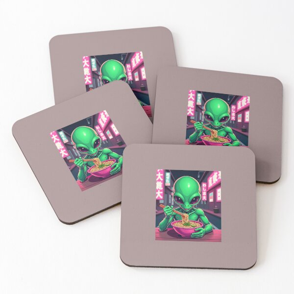 Item preview, Alien Eating Ramen – Cyberpunk Vaporwave Neon Aesthetic designed and sold by 404ErrorVibes.