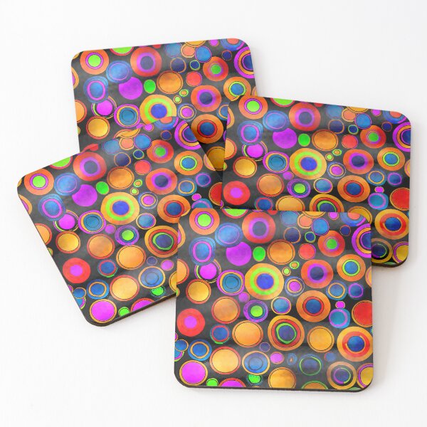 Item preview, Psychedelic Neon Circles on Black Background designed and sold by Groovy Looks.