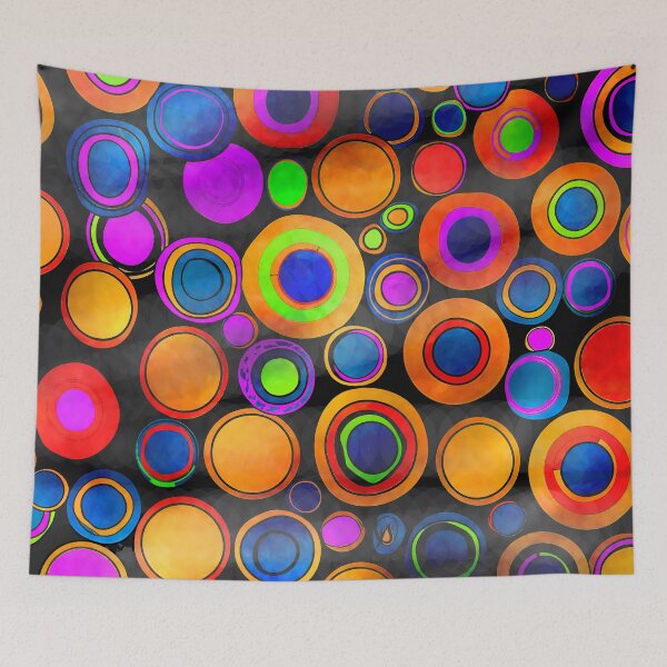 Item preview, Psychedelic Neon Circles on Black Background designed and sold by SouthPrint.