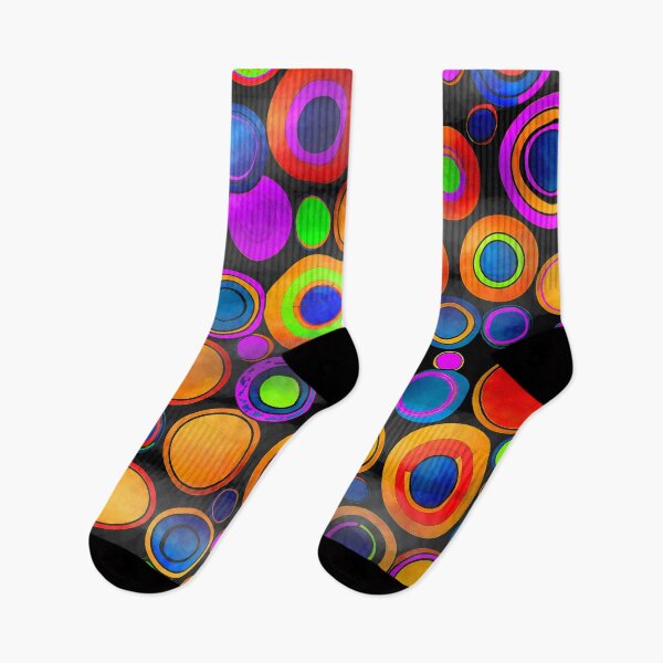 Item preview, Psychedelic Neon Circles on Black Background designed and sold by SouthPrint.