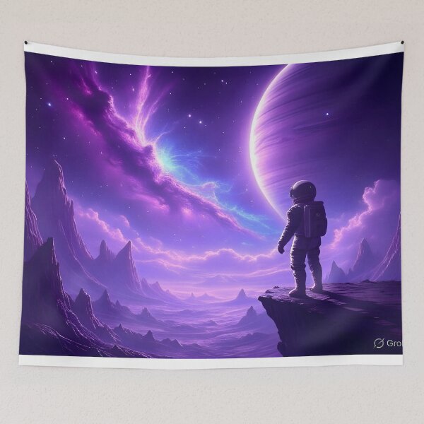 Item preview, Astronaut on Alien Cliff Cosmic Exploration Art designed and sold by PandaTShirtShop.