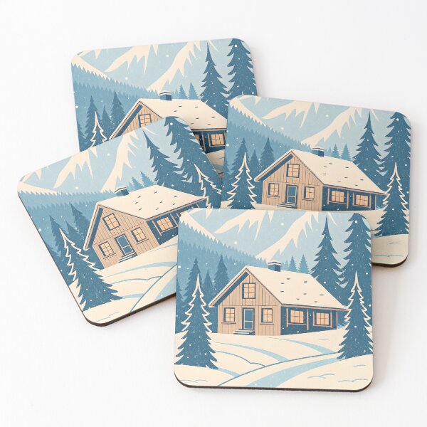Item preview, Vintage Aspen Mountain Cabin with Snow Peaks and Winter Forest Views designed and sold by SkeletonsDanger.