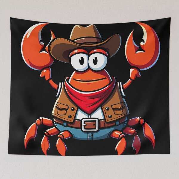 Item preview, Funny Crab Cowboy designed and sold by Funny Vintage Stickers And T-Shirts.