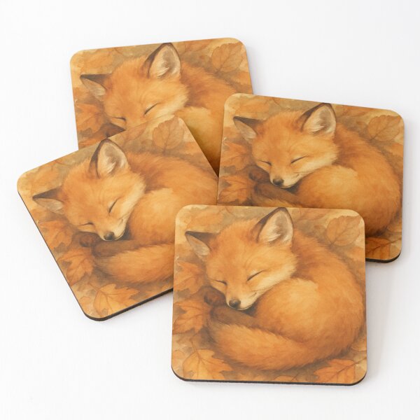 Item preview, adorable baby fox sleeping on fall leaves designed and sold by Kristylynn757.