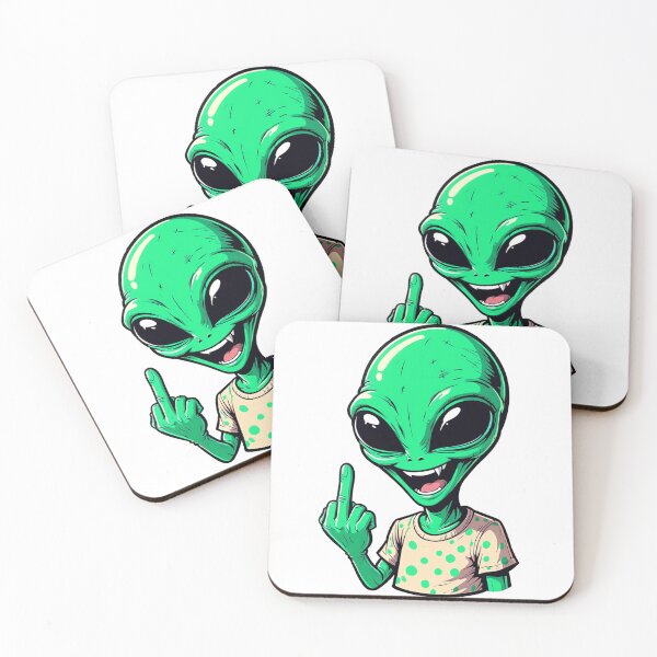 Item preview, Funny Alien Cartoon with Attitude Wearing Polka Dot Shirt designed and sold by OodChillArt.