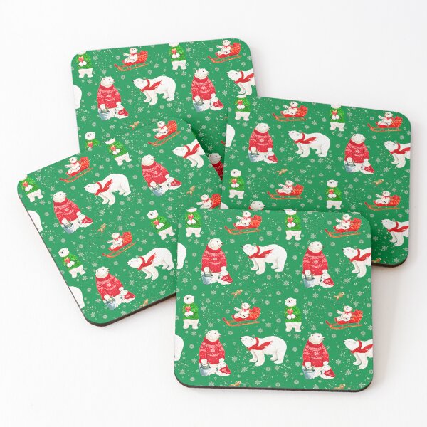 Item preview, Christmas Polar Bears Pattern In Red And Green designed and sold by DEC02.