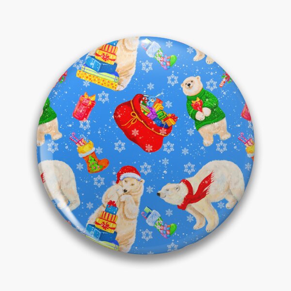 Item preview, Cute Christmas Polar Bears Pattern On Holiday Blue designed and sold by DEC02.