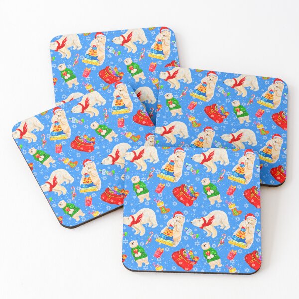 Item preview, Cute Christmas Polar Bears Pattern On Holiday Blue designed and sold by DEC02.