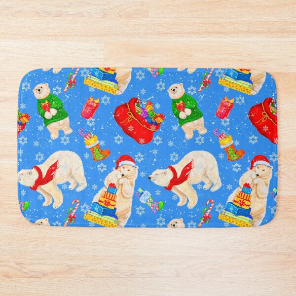 Item preview, Cute Christmas Polar Bears Pattern On Holiday Blue designed and sold by DEC02.