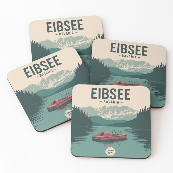 Item preview, EIBSEE Lake Retro Poster – Minimalist Flat German Alps Travel Design designed and sold by MAGICKEY2024.